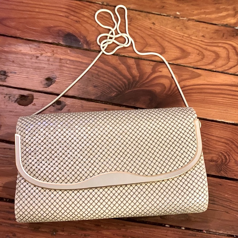 Vintage Off-White Aluminum Mesh Envelope Purse Handbag Clutch Wedding Formal